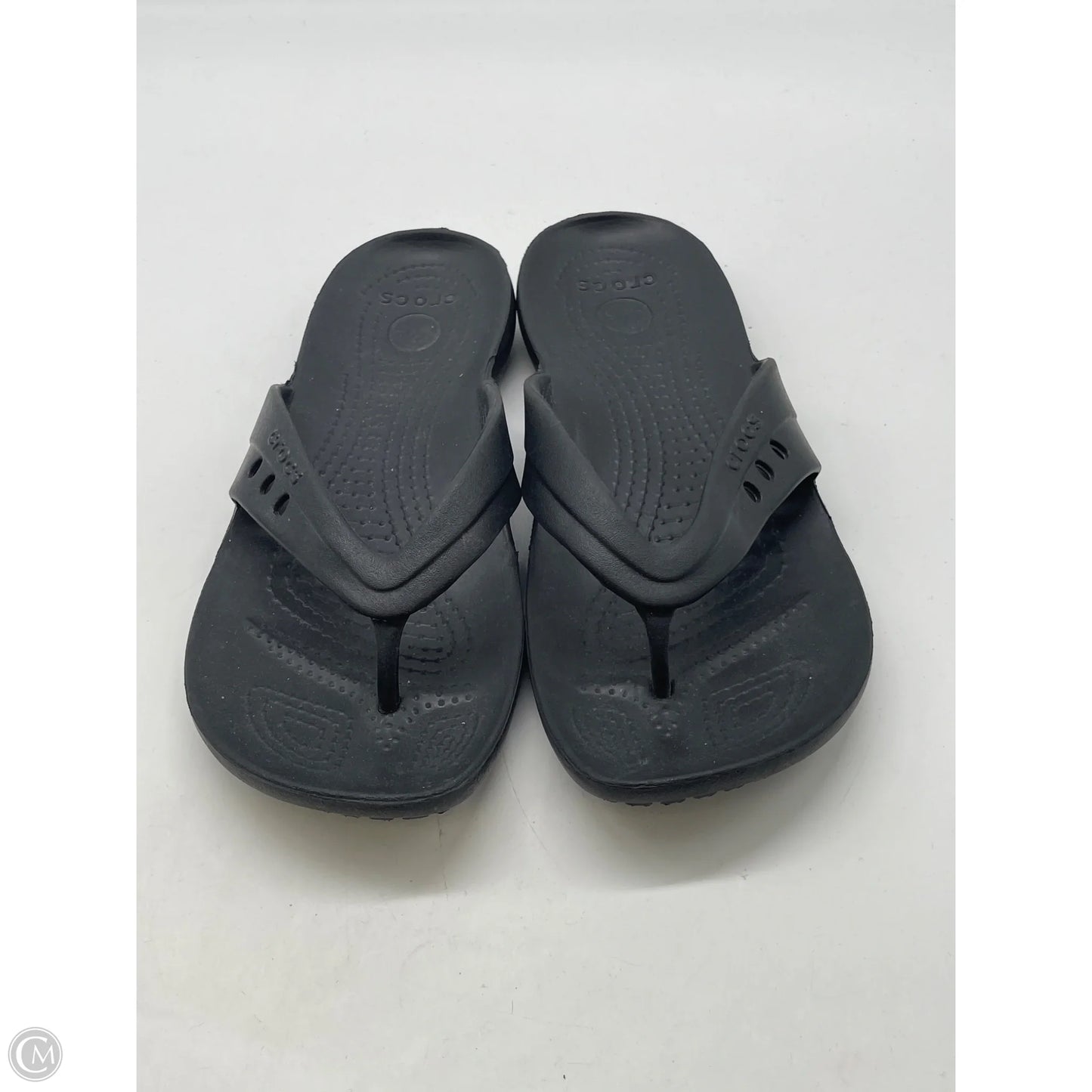 Sandals Flats By Crocs In Black, Size: 7