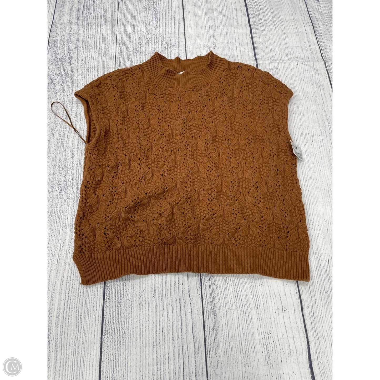 Sweater Short Sleeve By Ee Some In Brown, Size: L
