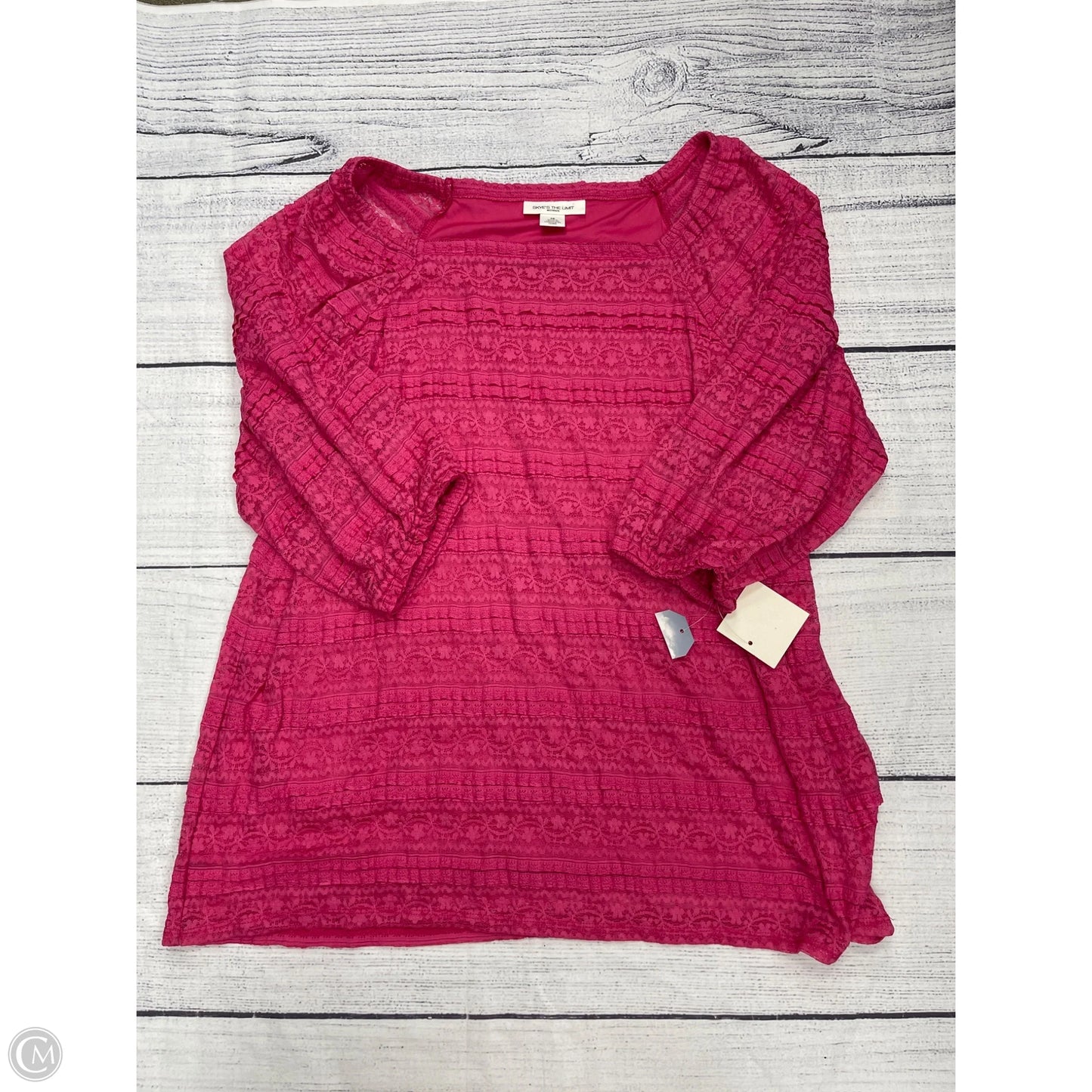 Top Long Sleeve By Skyes The Limit In Pink, Size: 1x