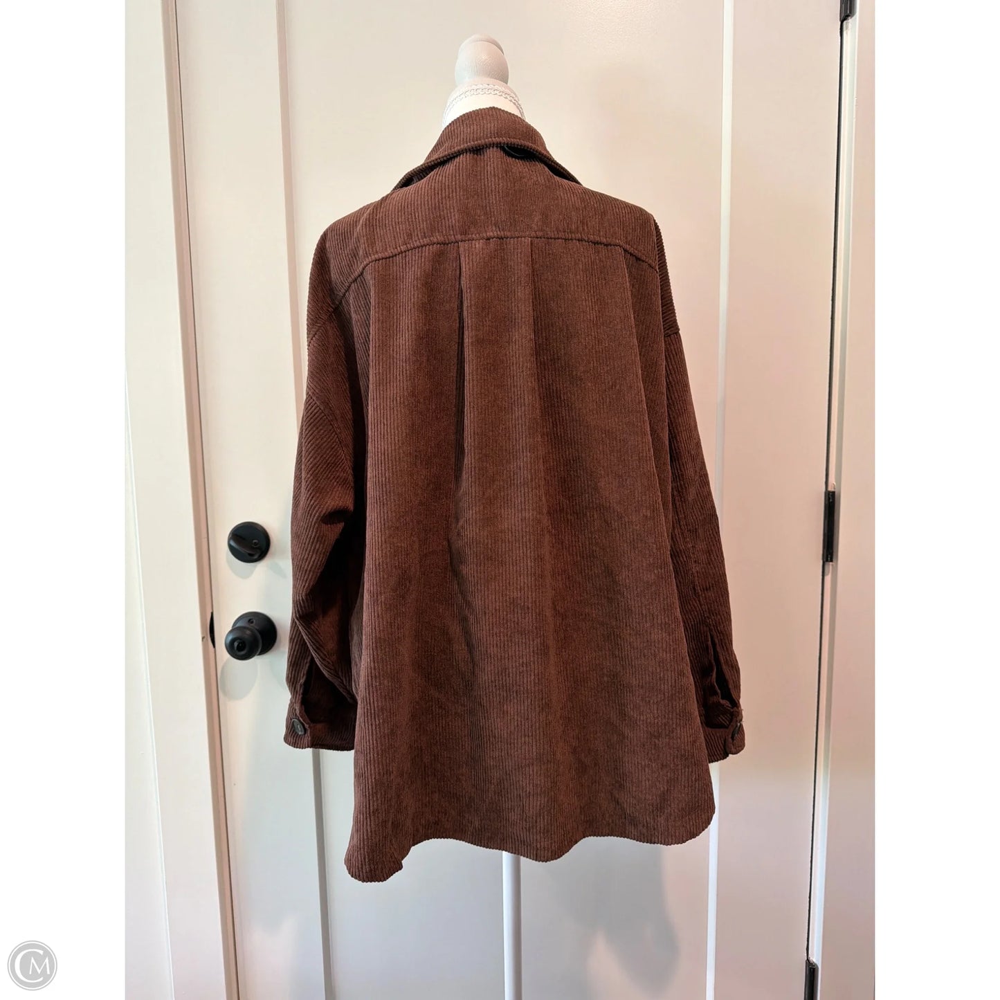 Jacket Shirt By Zenana In Brown, Size: L