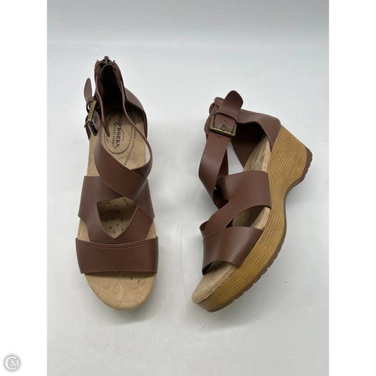 Sandals Heels Platform By Easy Street In Brown, Size: 8