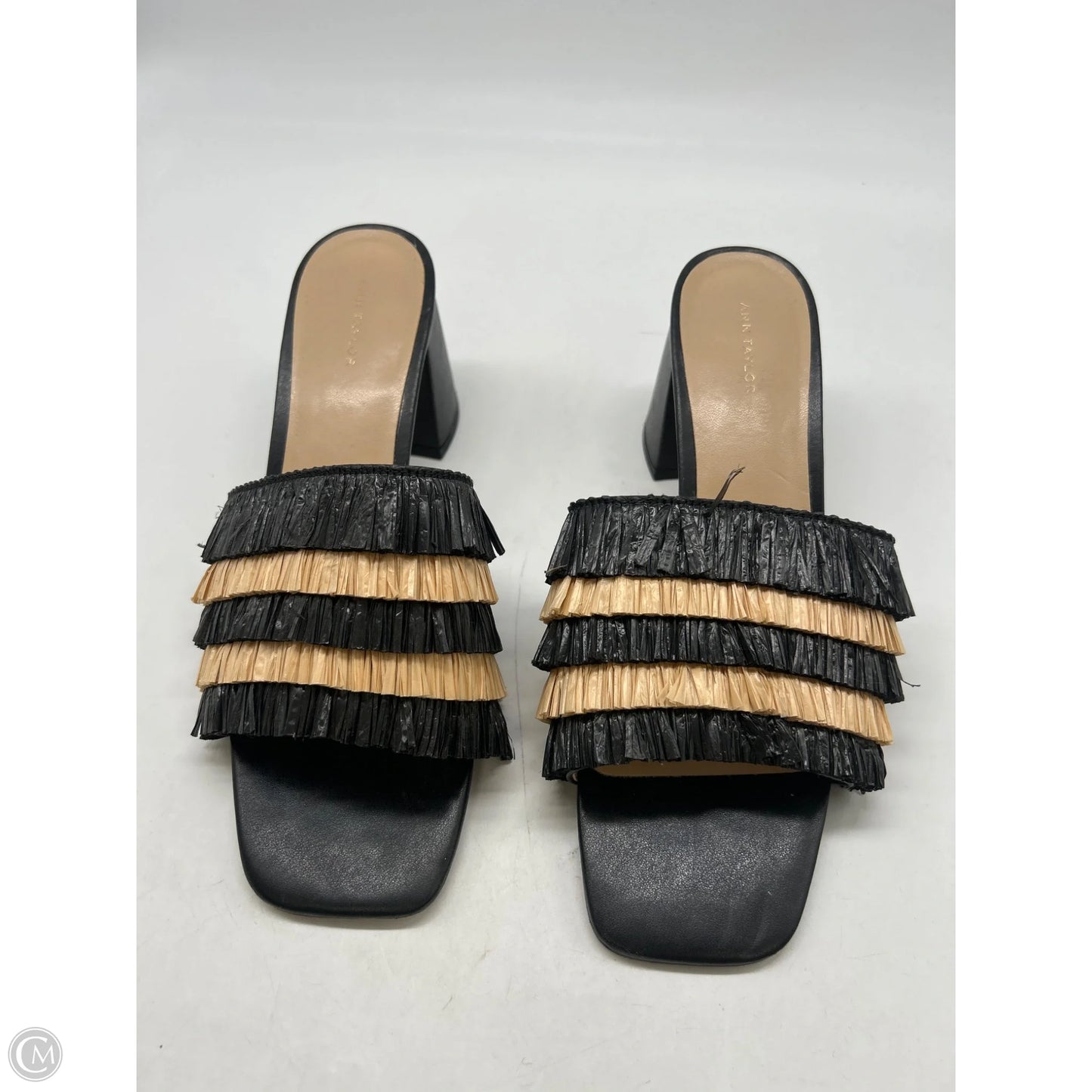 Sandals Heels Block By Ann Taylor In Black & Tan, Size: 8.5