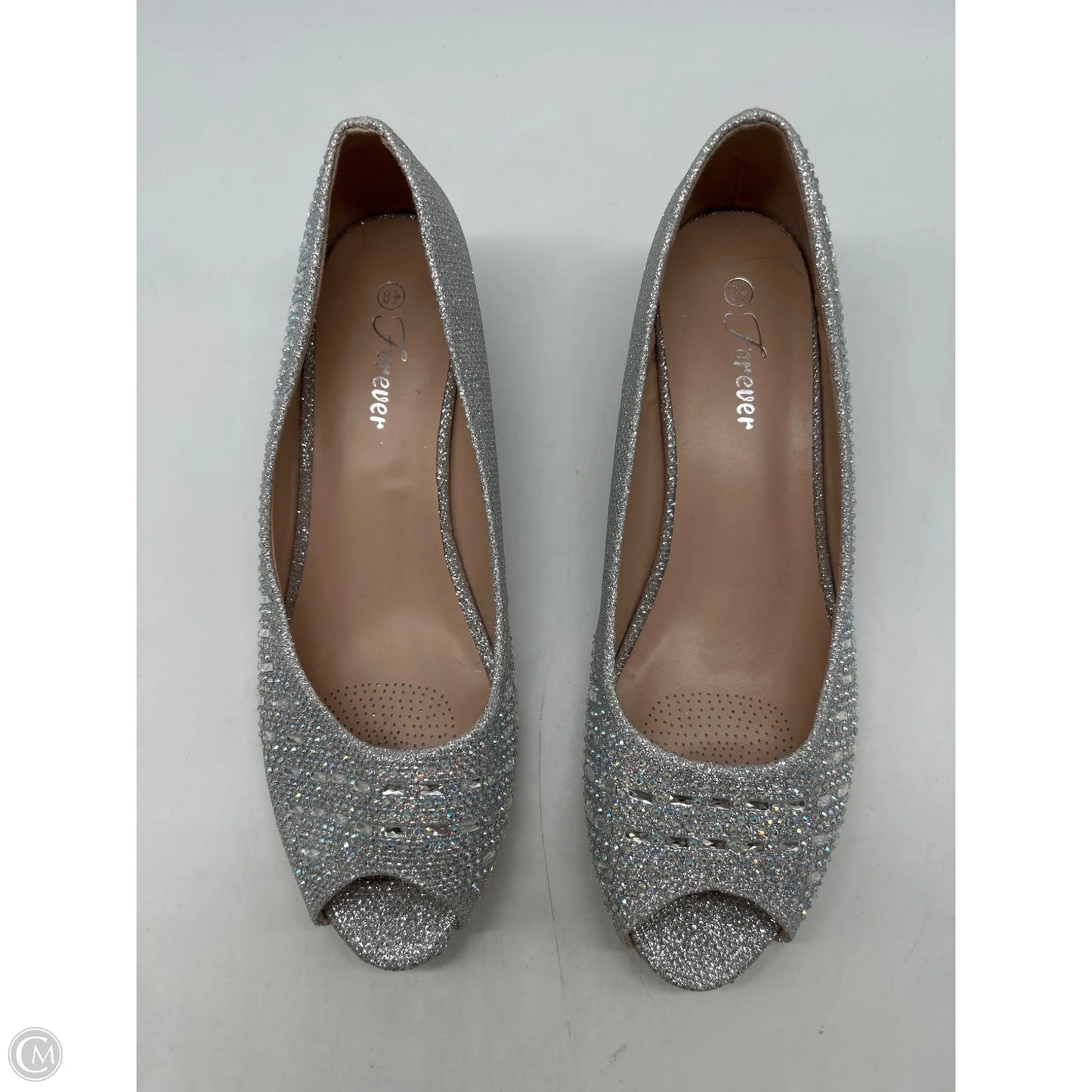 Shoes Heels Platform By Forever In Silver, Size: 8.5