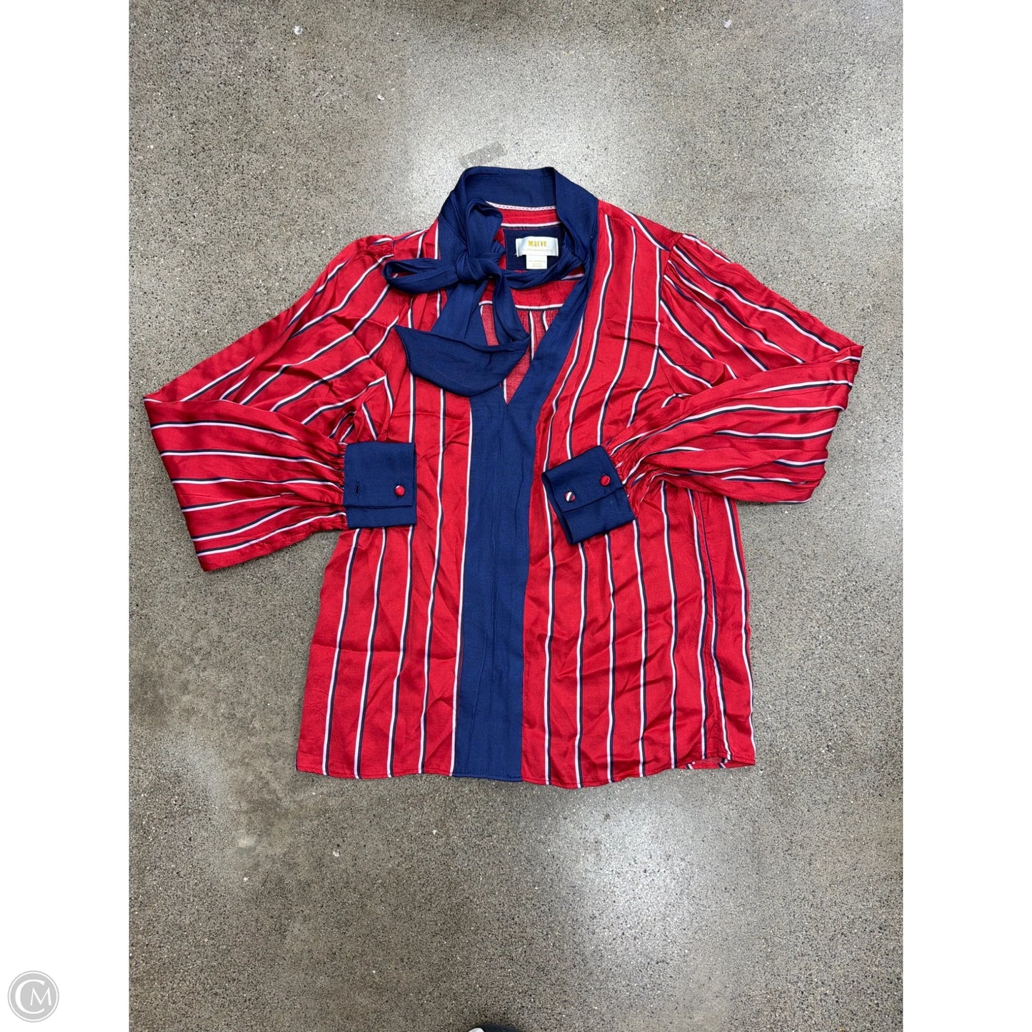 Top Long Sleeve By Maeve In Blue & Red, Size: Xs