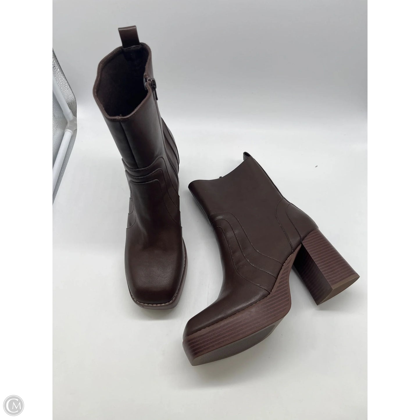 Boots Ankle Heels By Ophelia Roe In Brown, Size: 10