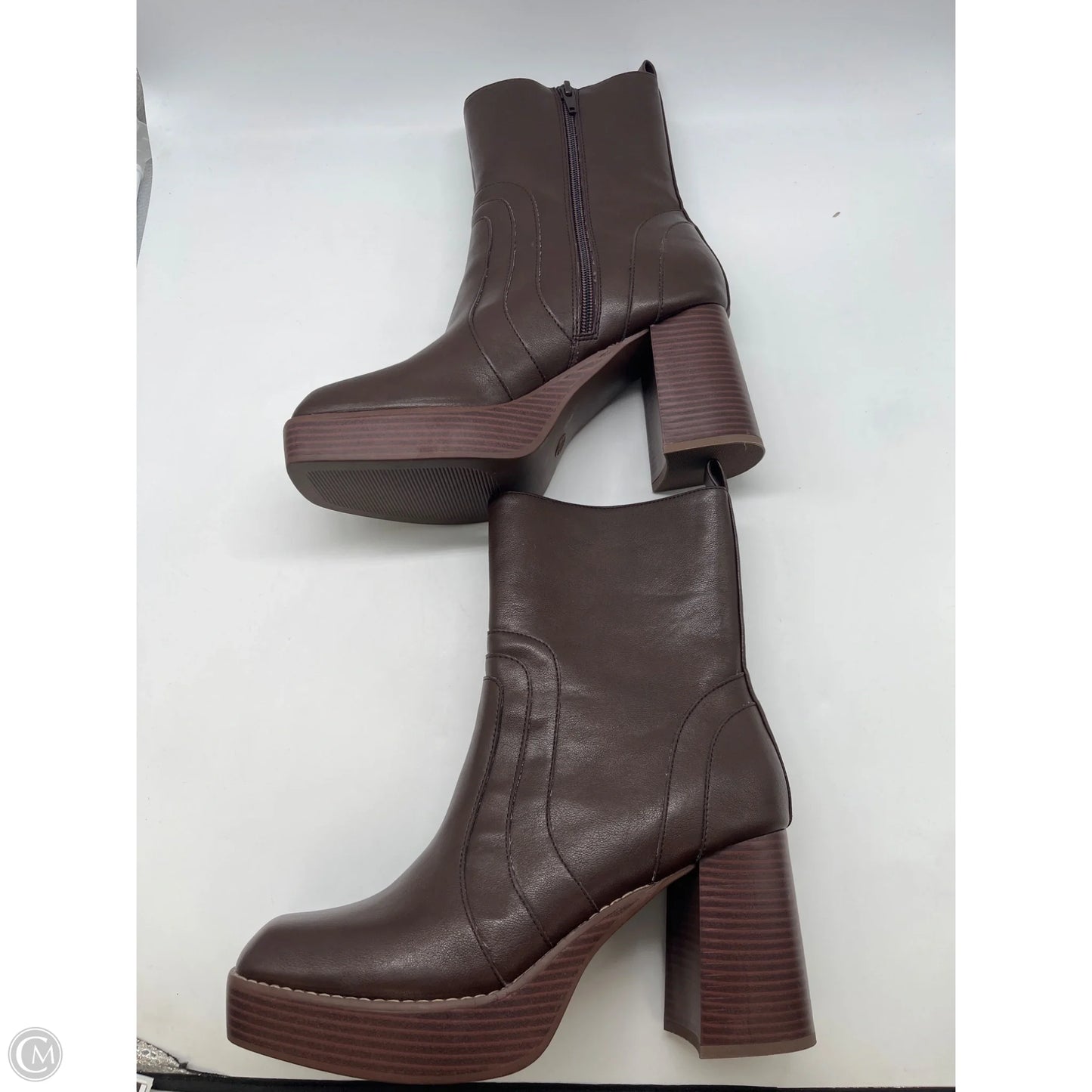 Boots Ankle Heels By Ophelia Roe In Brown, Size: 10