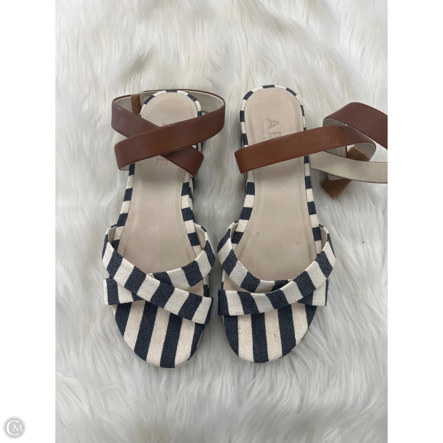 Sandals Flats By Able In Blue & White, Size: 7