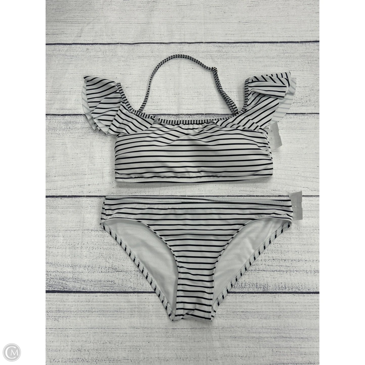 Swimsuit 2pc By Vince Camuto In Black & White, Size: L