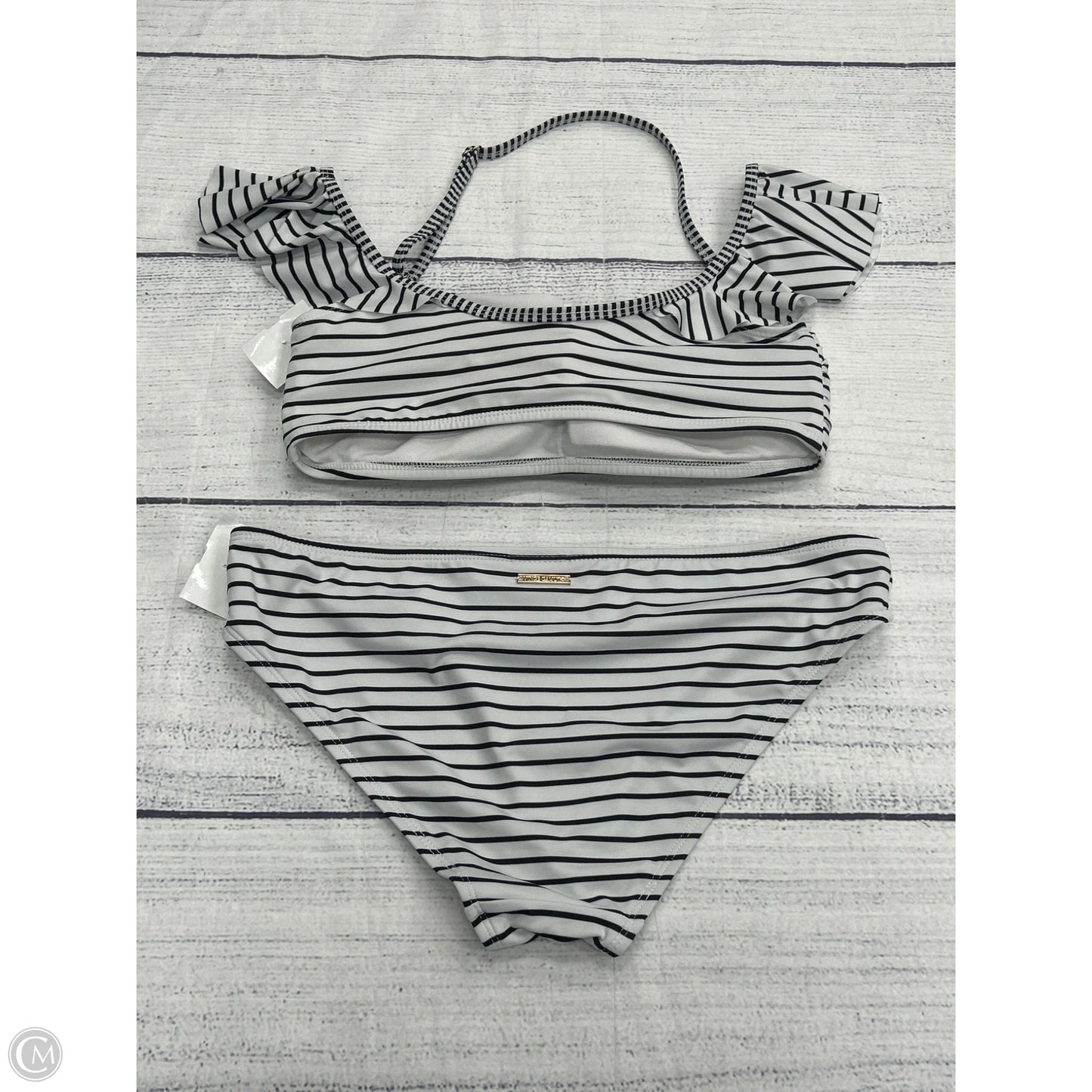 Swimsuit 2pc By Vince Camuto In Black & White, Size: L