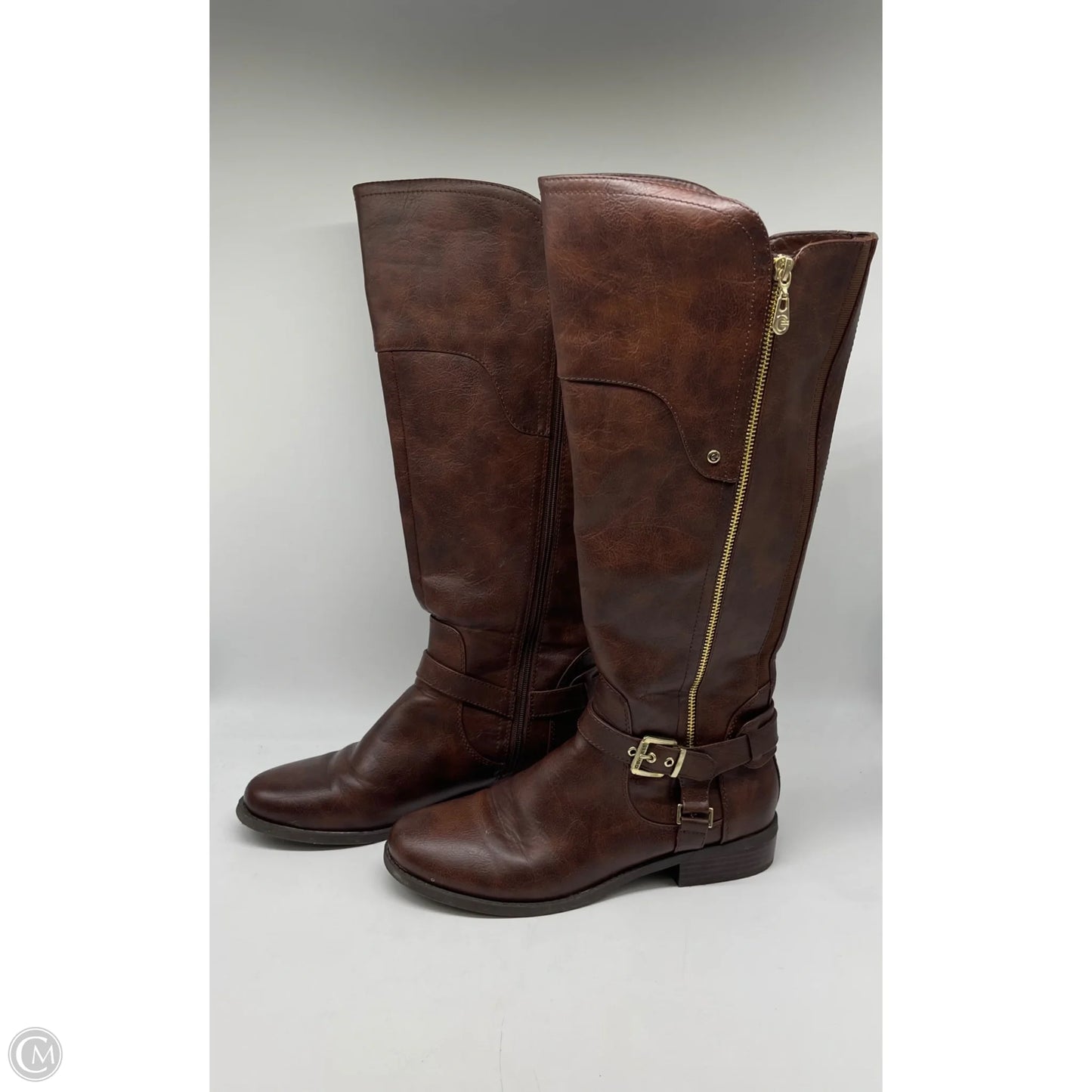 Boots Mid-calf Heels By Guess In Brown, Size: 10