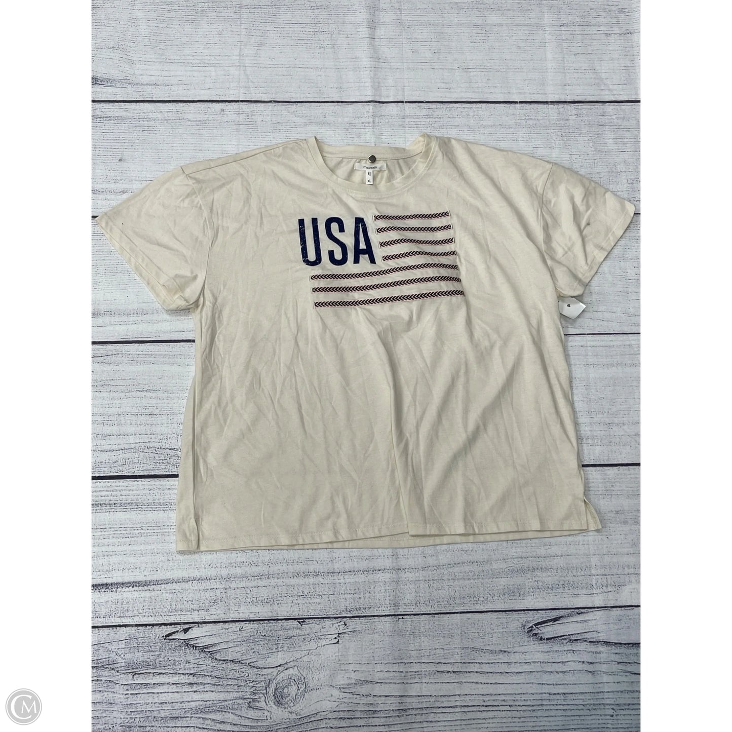Top Short Sleeve By Maurices In Tan, Size: Xl
