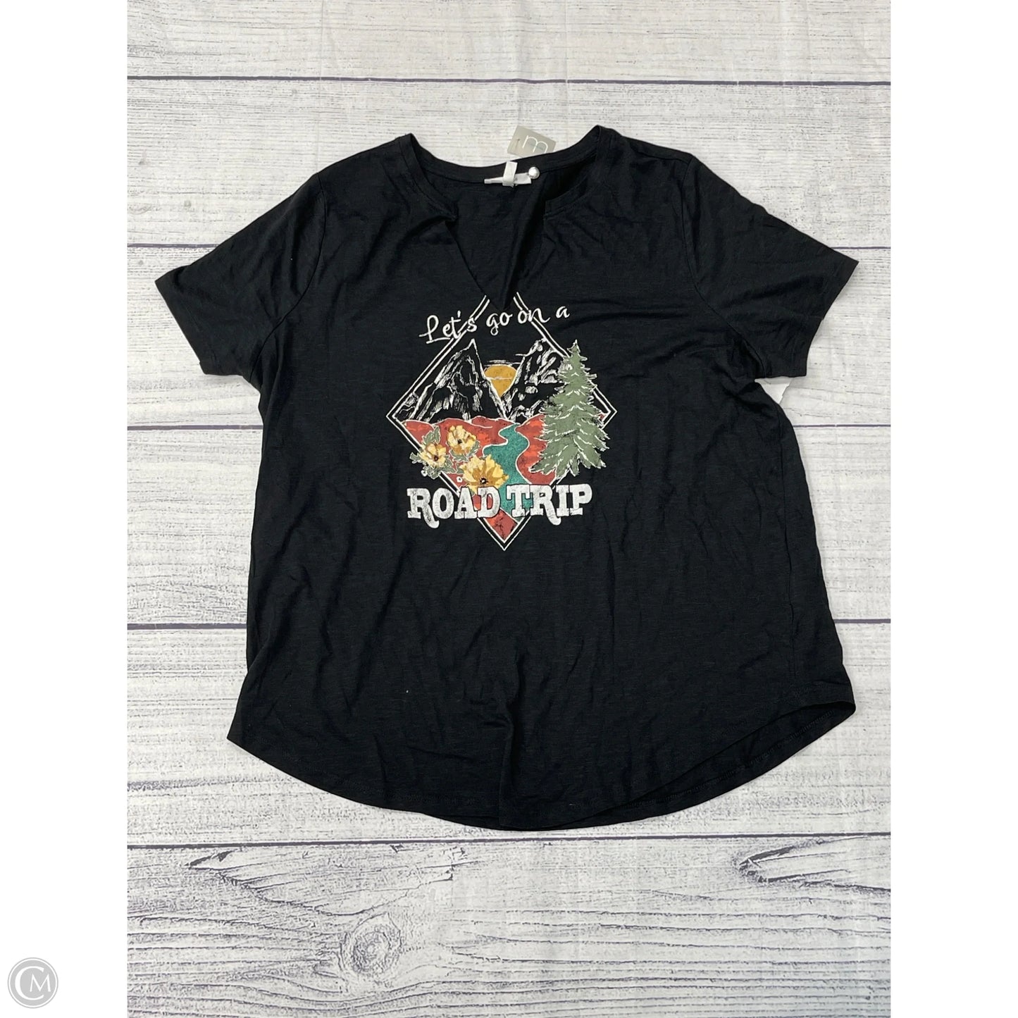 Top Short Sleeve By Maurices In Black, Size: 1x