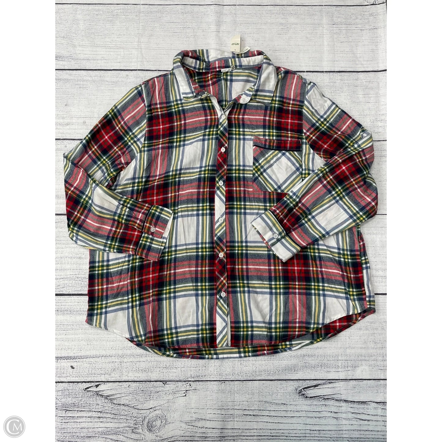 Top Long Sleeve By Aerie In Plaid Pattern, Size: 1x