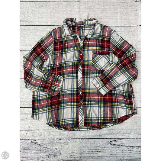 Top Long Sleeve By Aerie In Plaid Pattern, Size: 1x