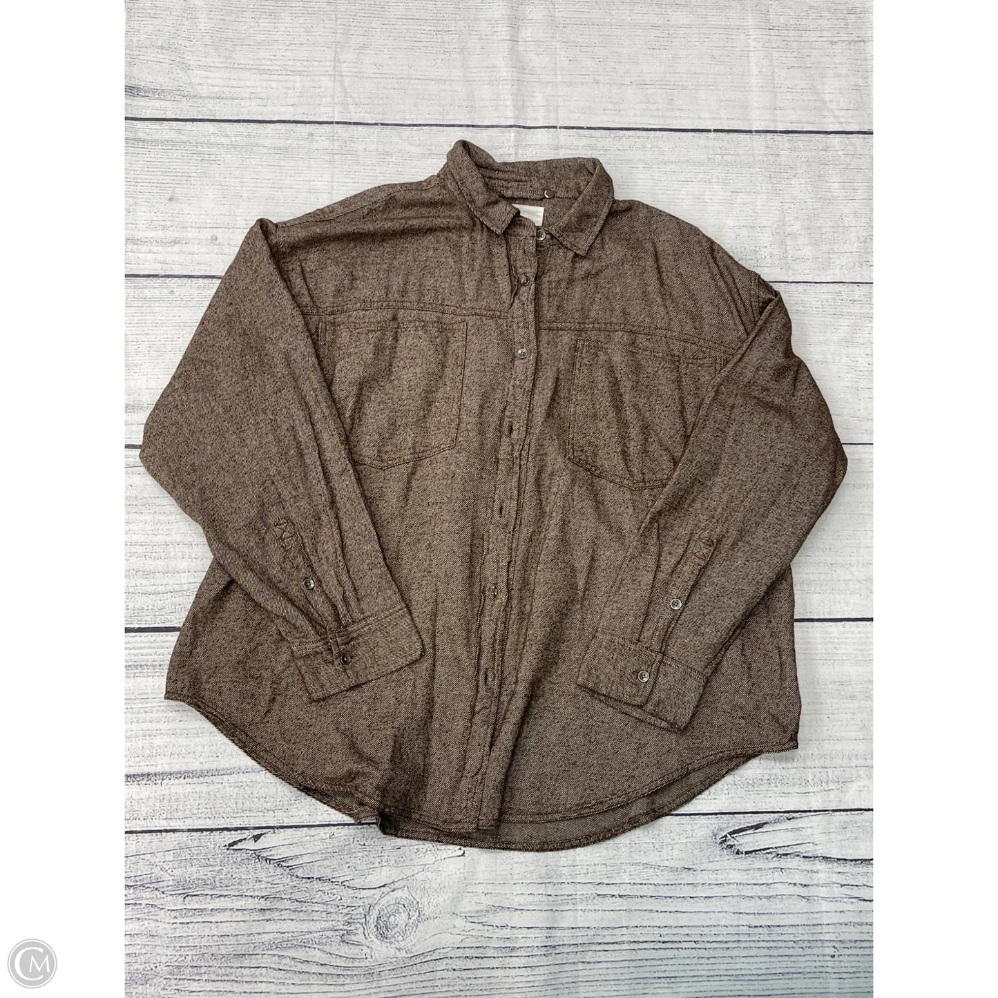 Top Long Sleeve By Aerie In Brown, Size: L