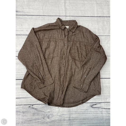 Top Long Sleeve By Aerie In Brown, Size: L