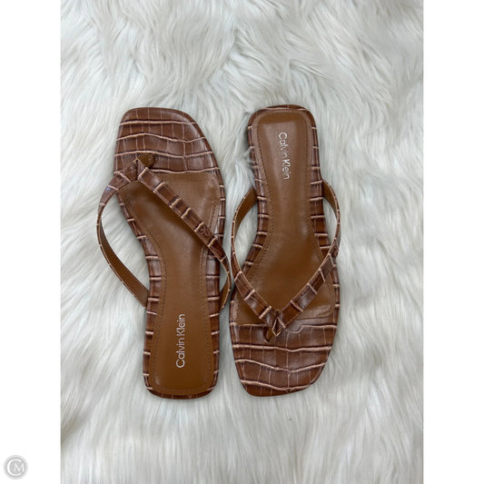 Sandals Flats By Calvin Klein In Brown, Size: 7