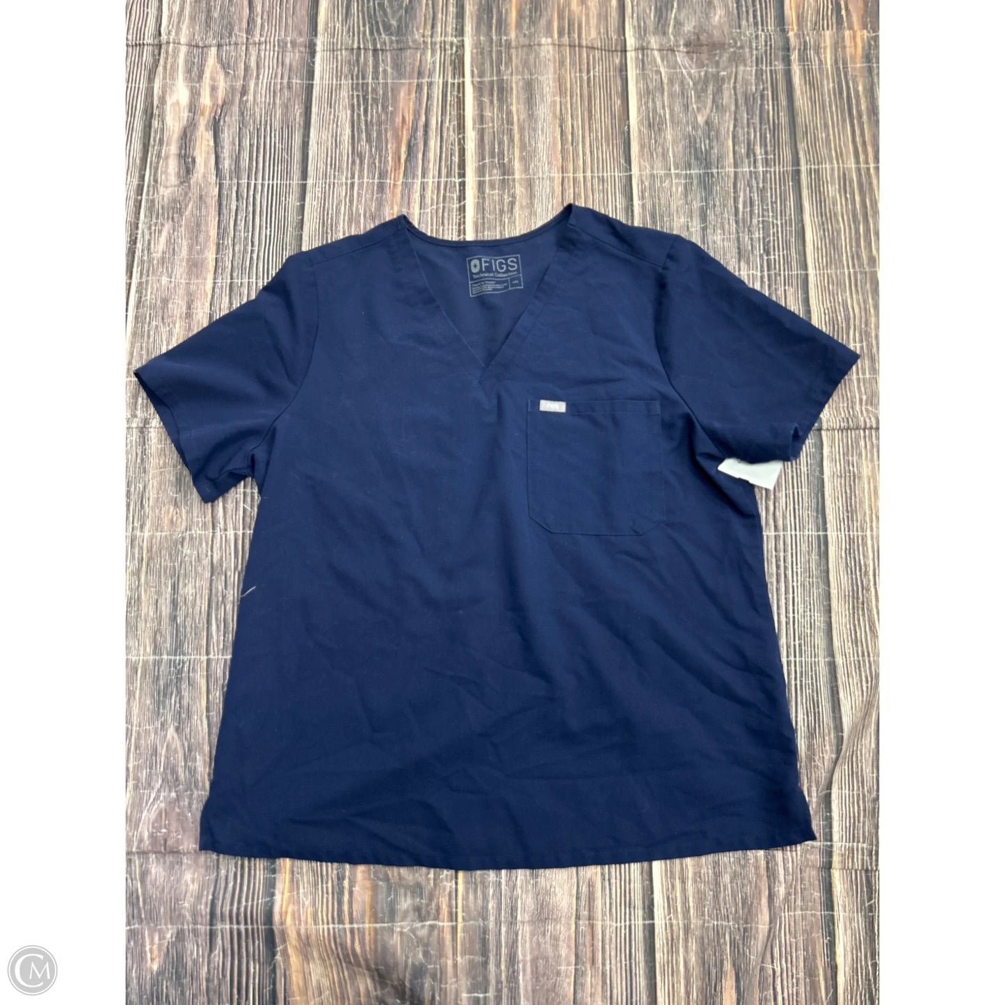 Top Short Sleeve By Figuero & Flower In Navy, Size: 1x