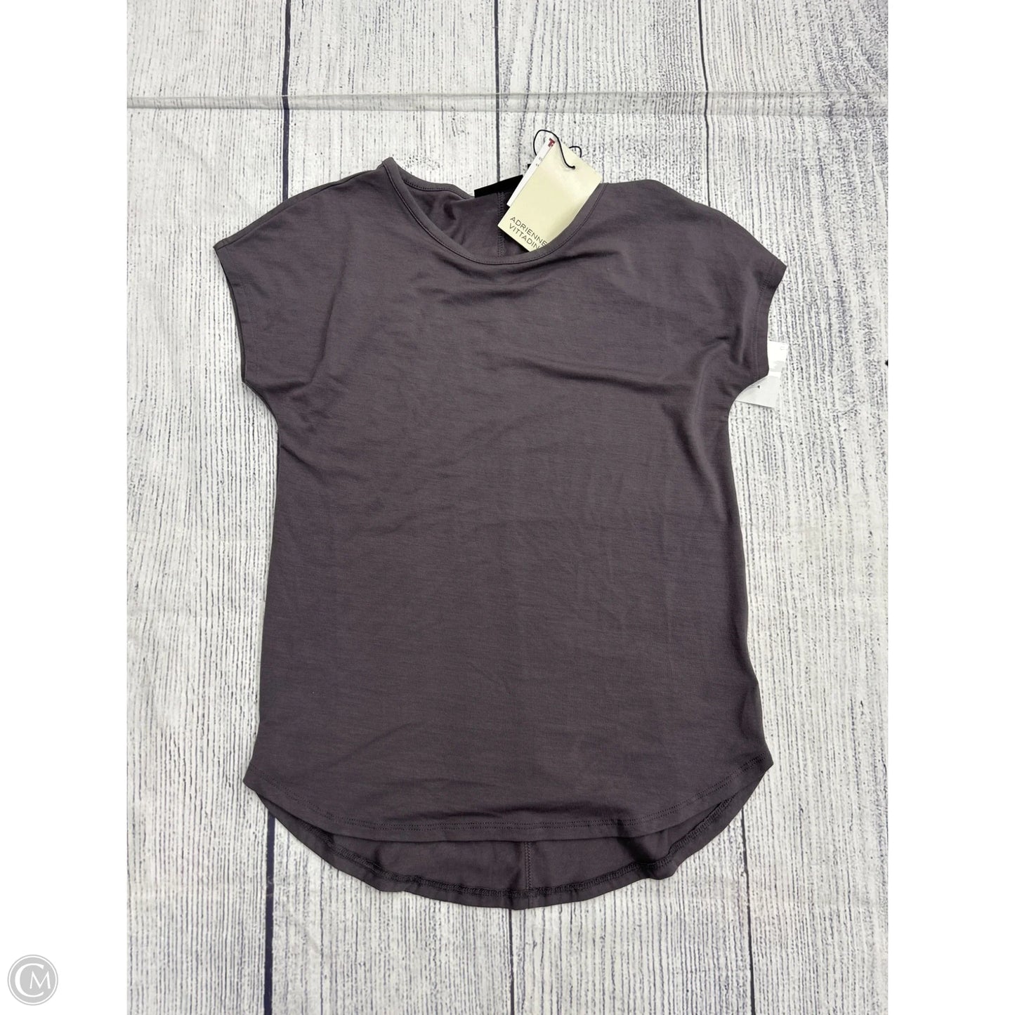 Top Short Sleeve Basic By Adrienne Vittadini In Grey, Size: Xs