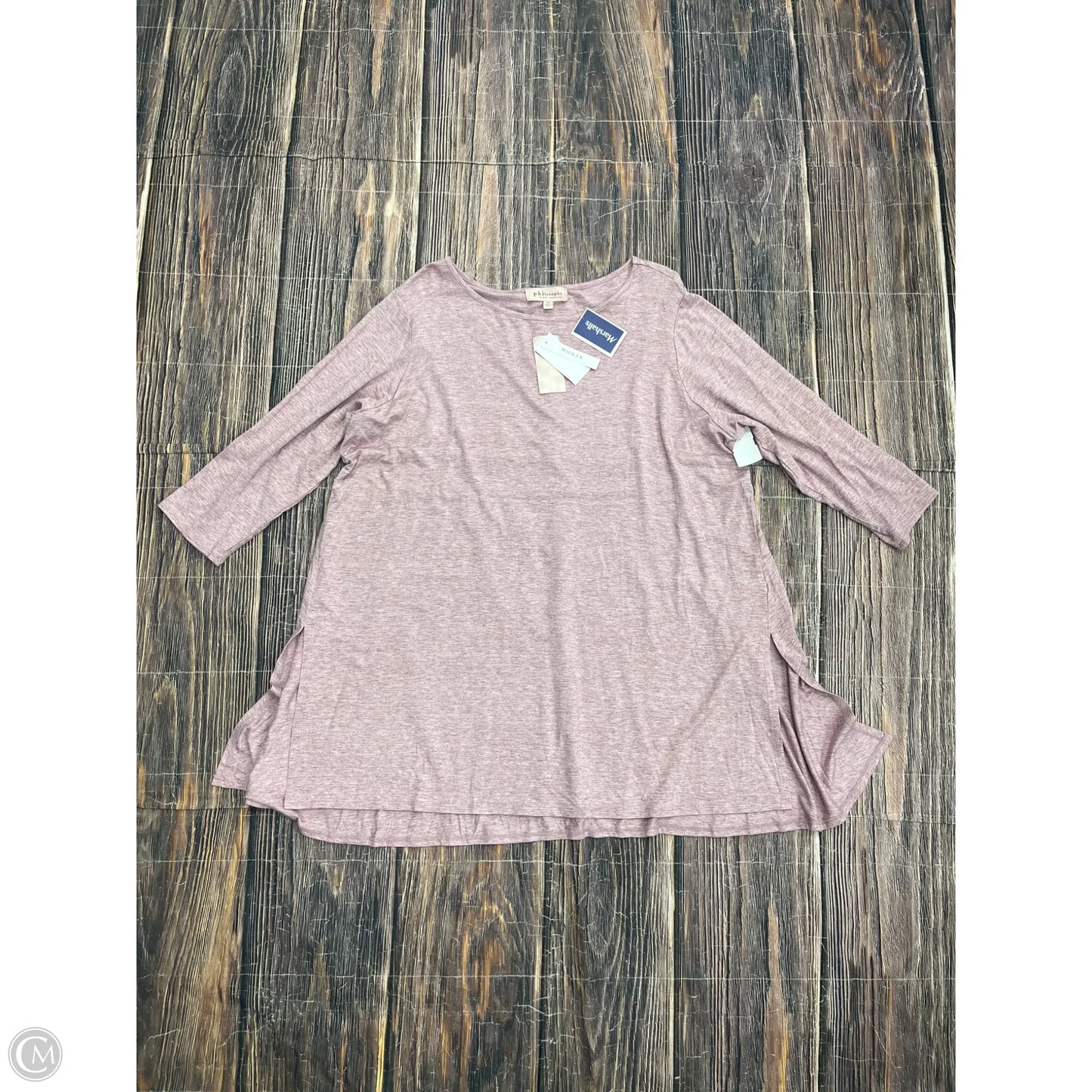 Top 3/4 Sleeve By Philosophy In Pink, Size: 2x