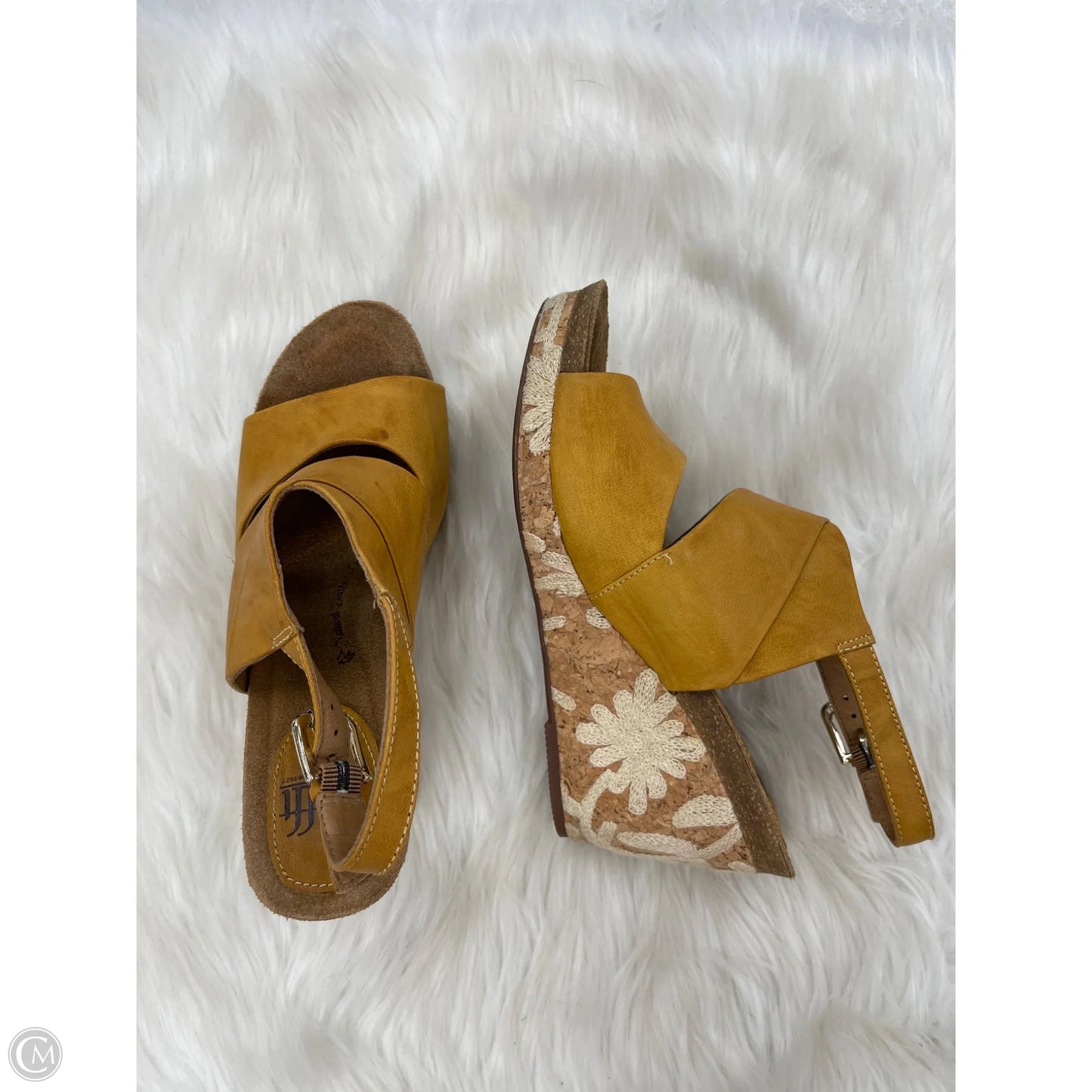Sandals Heels Wedge By Sofft In Yellow, Size: 8.5