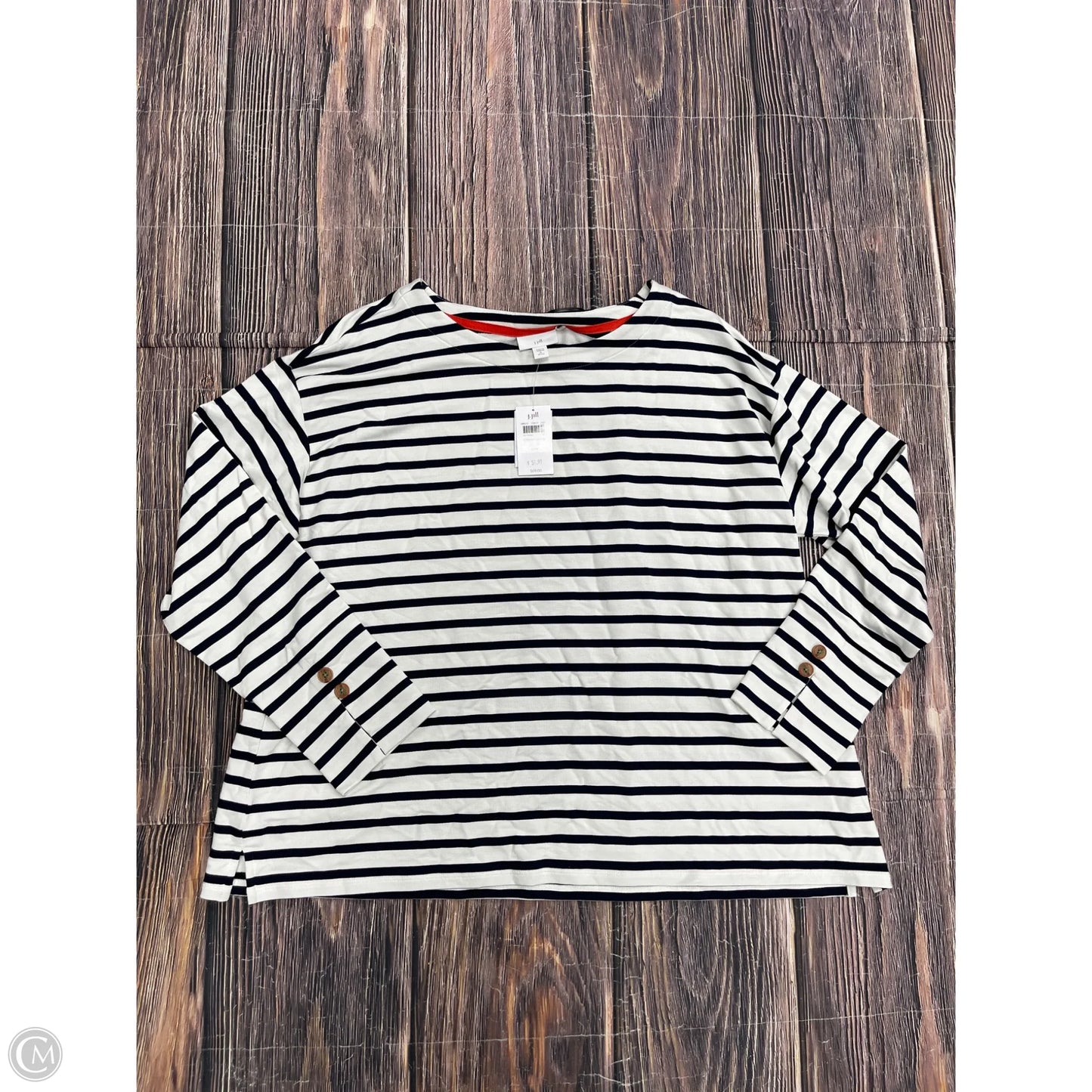 Top Long Sleeve By J. Jill In Blue & White, Size: Xl