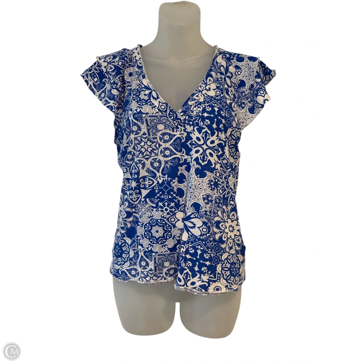 Top Short Sleeve By Maeve In Blue & White, Size: Xs