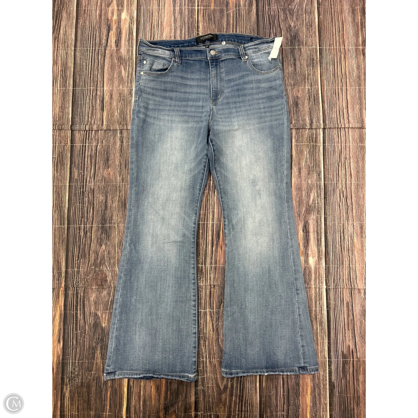 Jeans Flared By Liverpool In Blue Denim, Size: 16