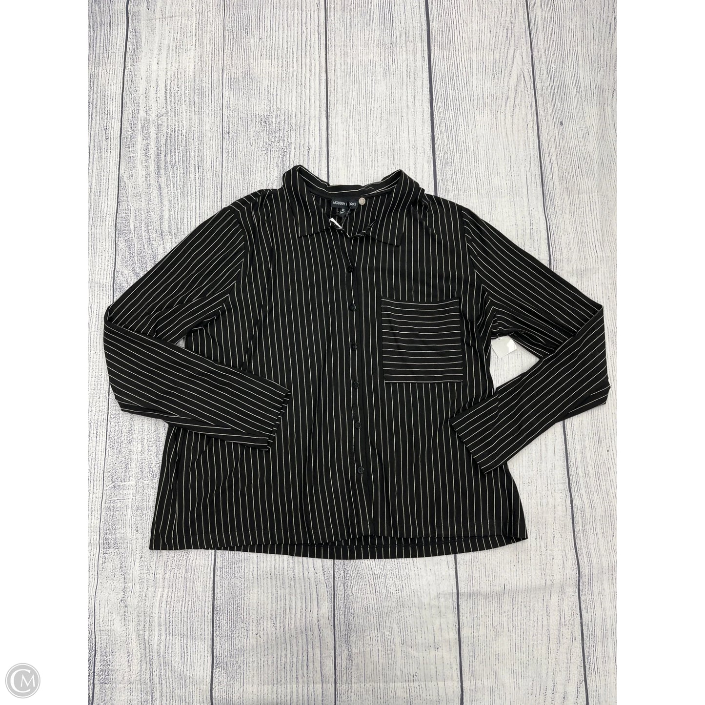 Top Long Sleeve By Modern Works In Striped Pattern, Size: Xl