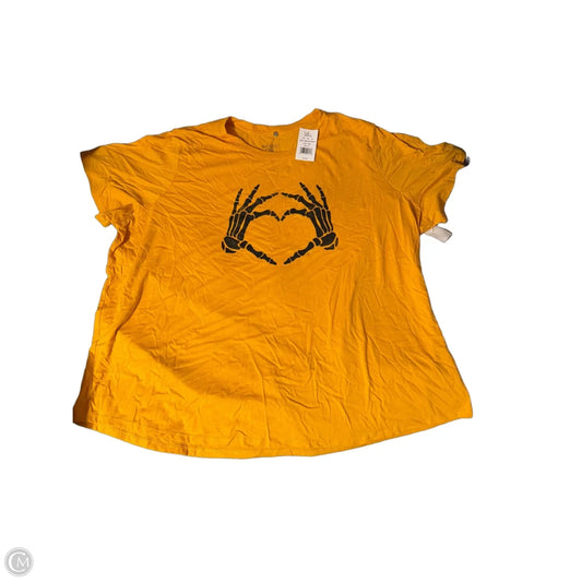 Top Short Sleeve By Mighty Fine In Yellow, Size: 4x