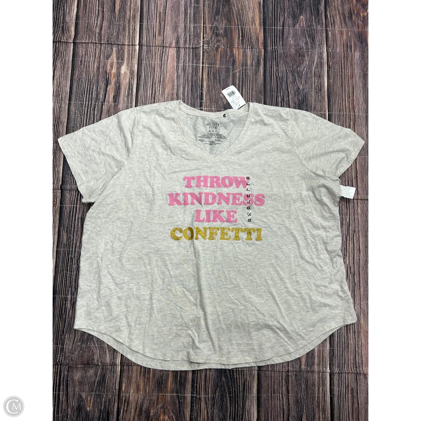 Top Short Sleeve By Mighty Fine In Grey, Size: 4x