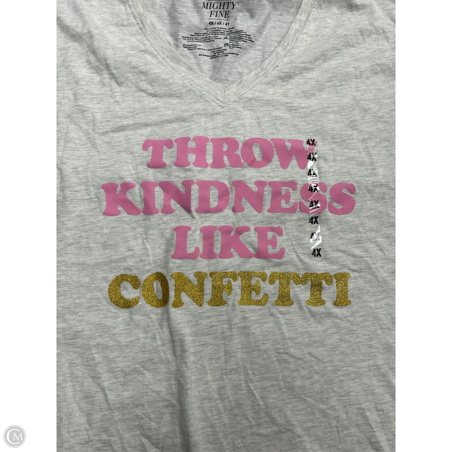 Top Short Sleeve By Mighty Fine In Grey, Size: 4x