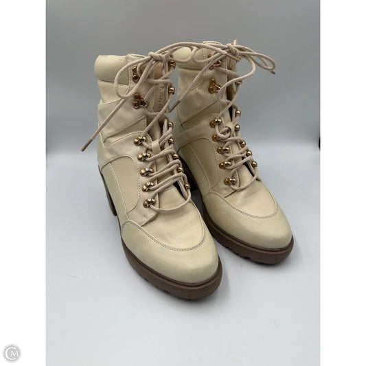 Boots Ankle Heels By Just Fab In Cream, Size: 9