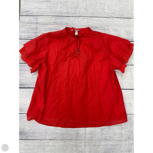 Top Short Sleeve By Ava & Viv In Red, Size: 3x