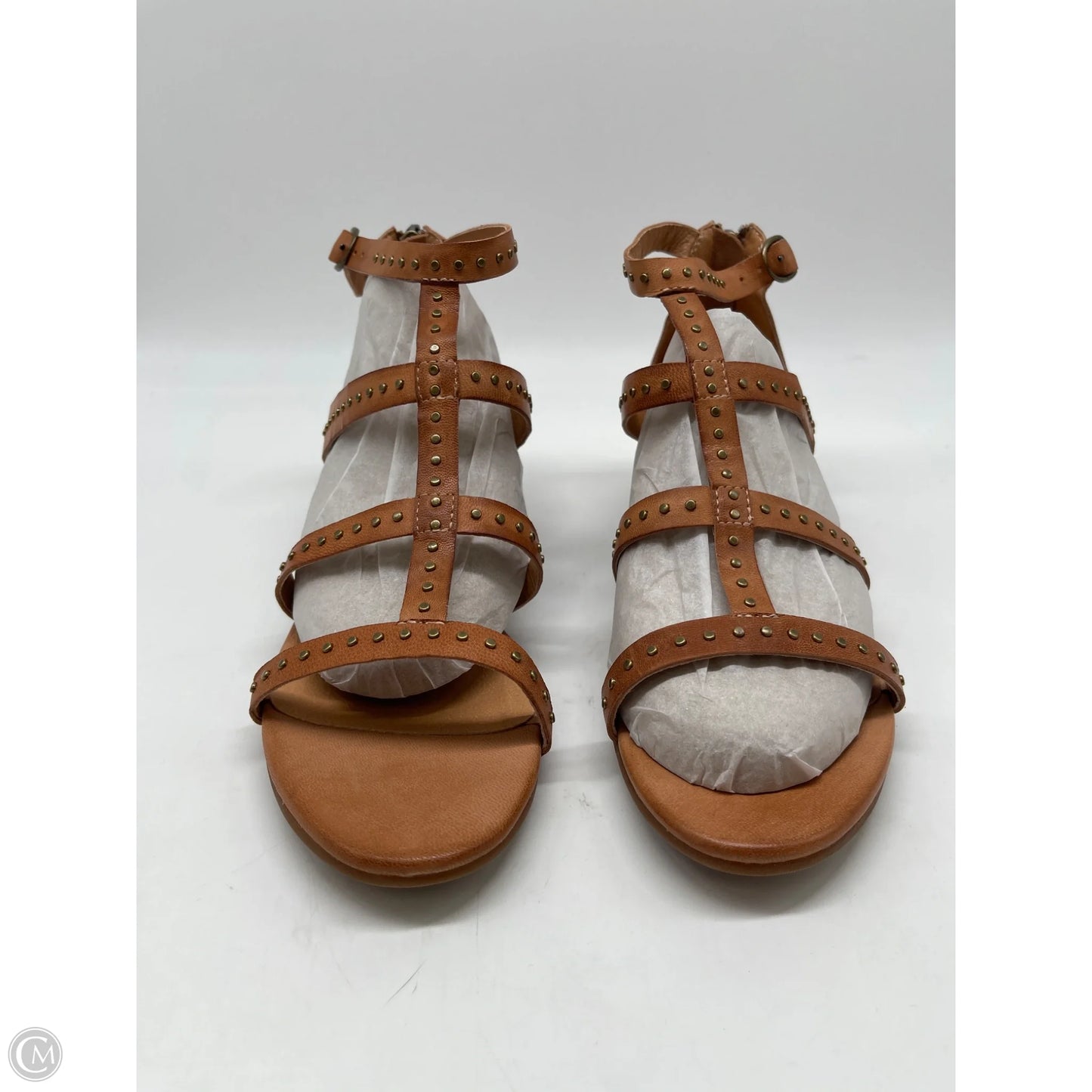 Sandals Heels Block By Clothes Mentor In Tan, Size: 7