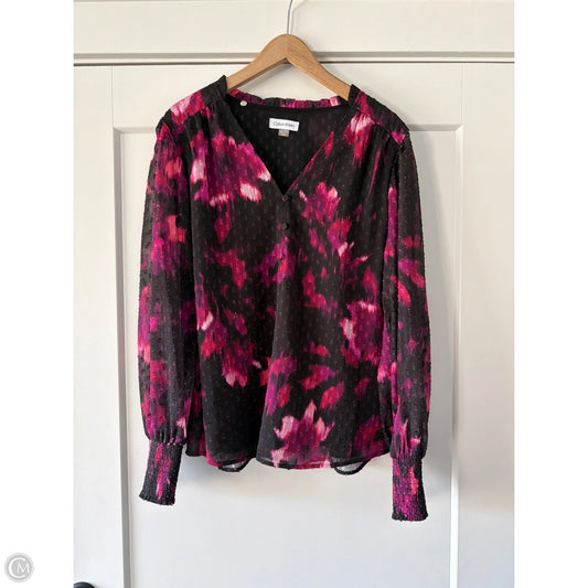 Top Long Sleeve By Calvin Klein In Multi-colored, Size: L