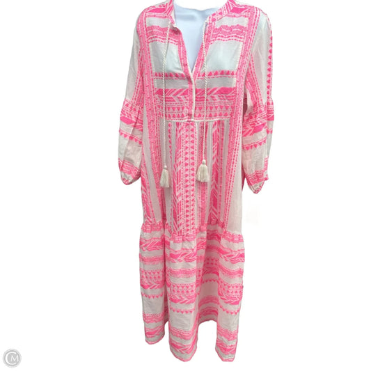 Dress Casual Maxi By Elan In Pink & White, Size: L