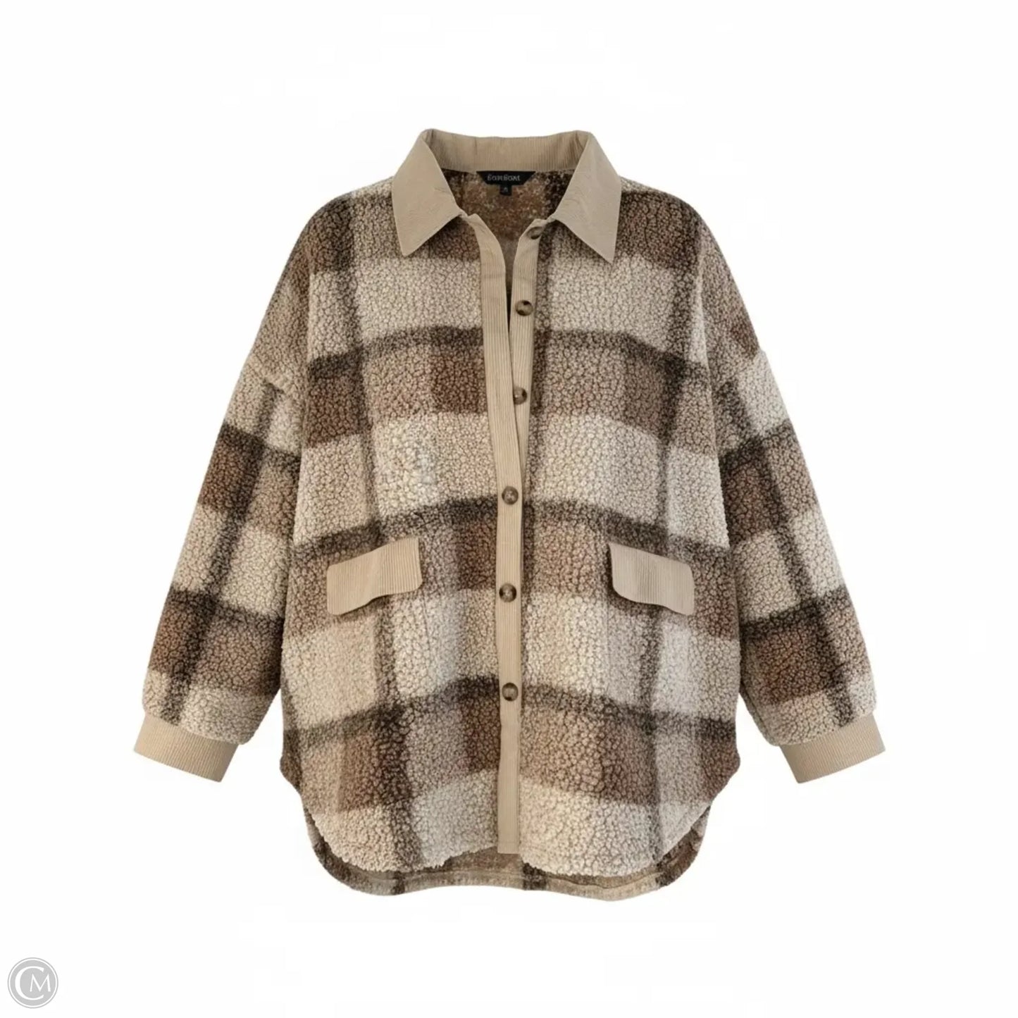 Jacket Faux Fur & Sherpa By Davi & Dani In Plaid Pattern, Size: 3x