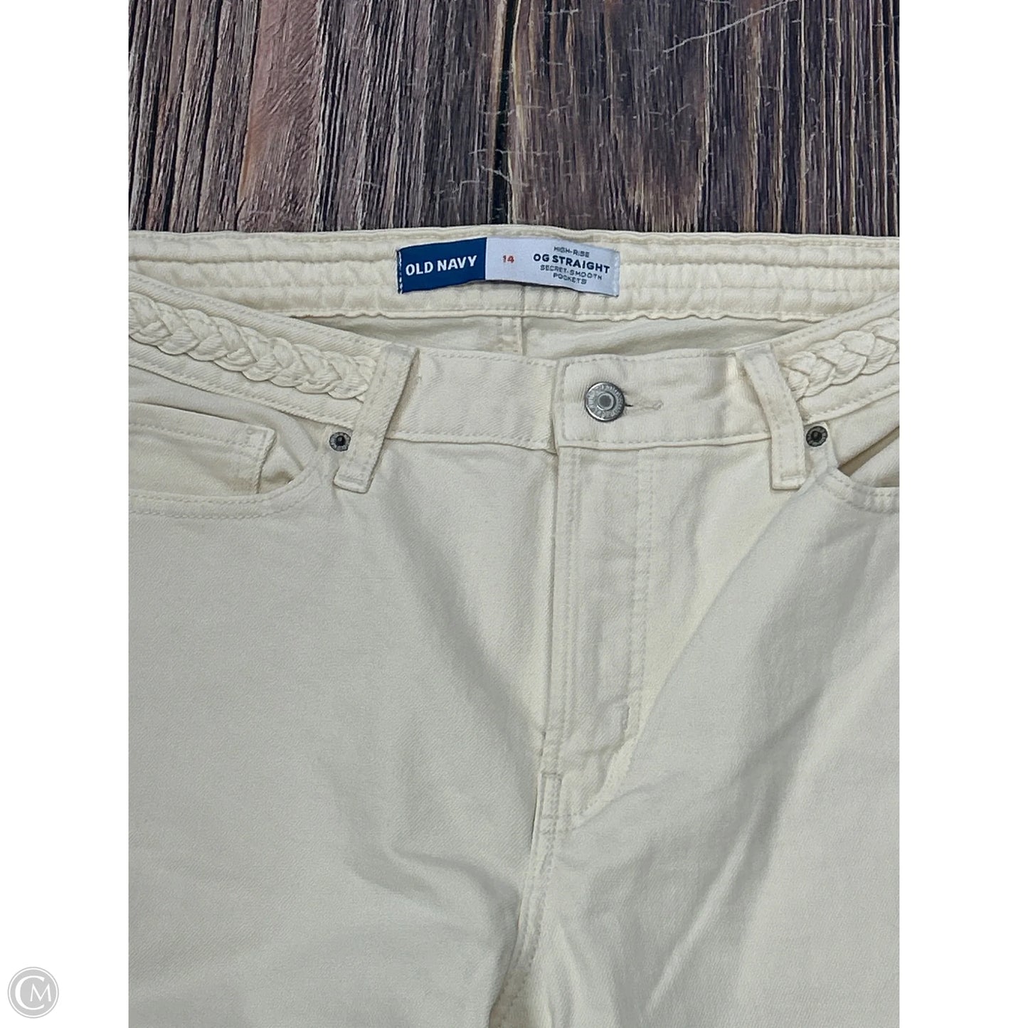 Jeans Straight By Old Navy In Cream, Size: 14