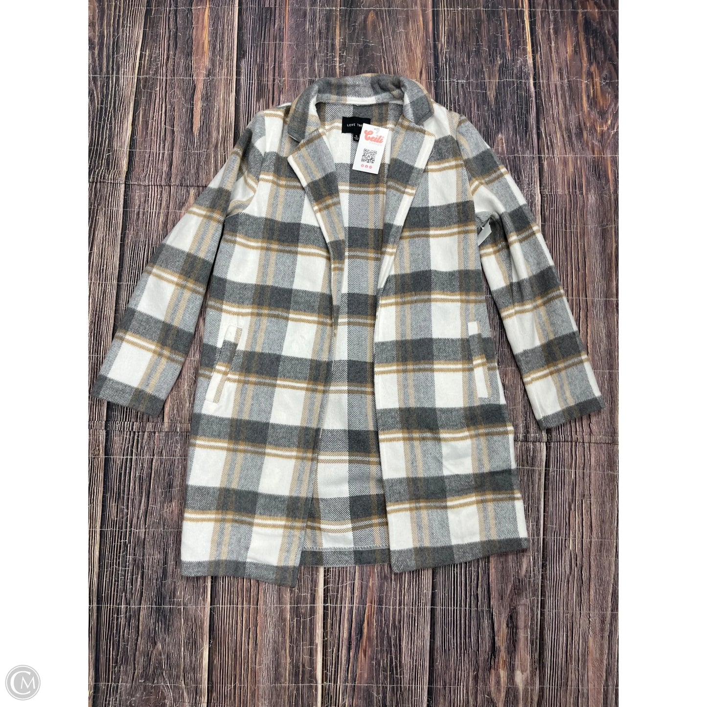 Jacket Shirt By Love Tree In Plaid Pattern, Size: S