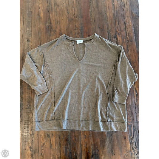Top Long Sleeve By Andree By Unit In Brown, Size: 1x