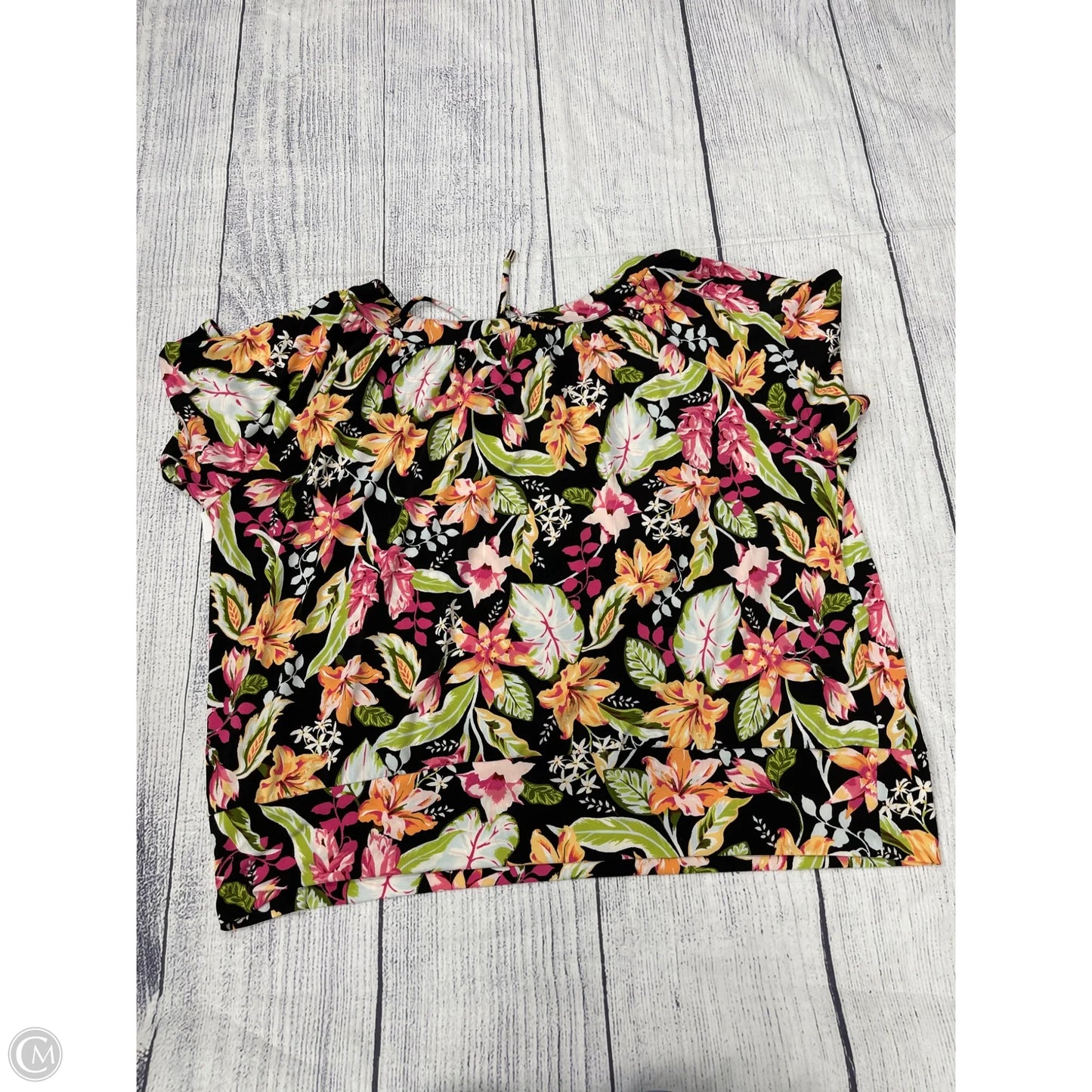 Top Short Sleeve By Jm Collections In Floral Print, Size: 3x
