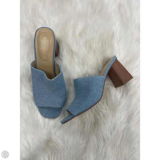 Sandals Heels Block By Nine West In Blue Denim, Size: 9