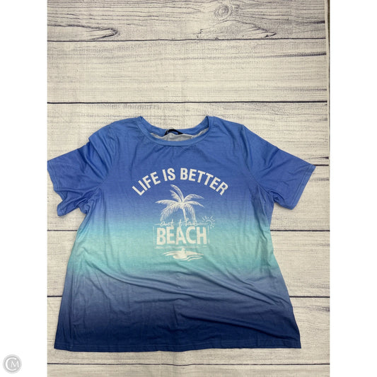 Top Short Sleeve By Bloomchic In Blue, Size: 1x