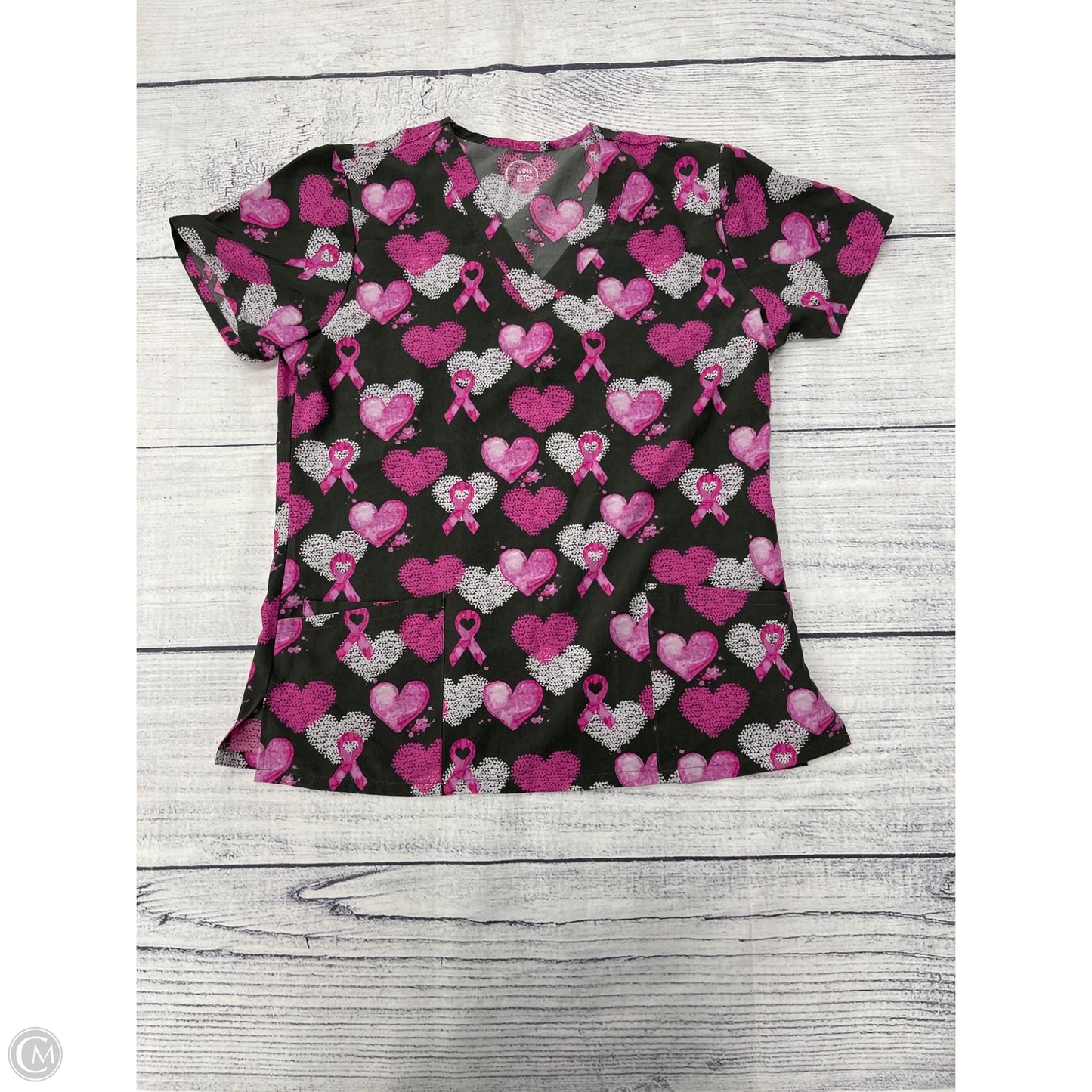 Top Short Sleeve By Clothes Mentor In Grey & Pink, Size: M