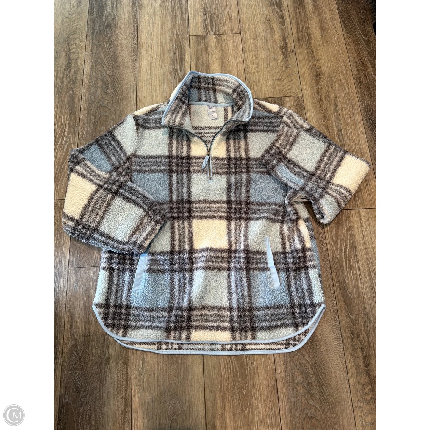Sweatshirt Collar By Te Verde In Plaid Pattern, Size: Xl