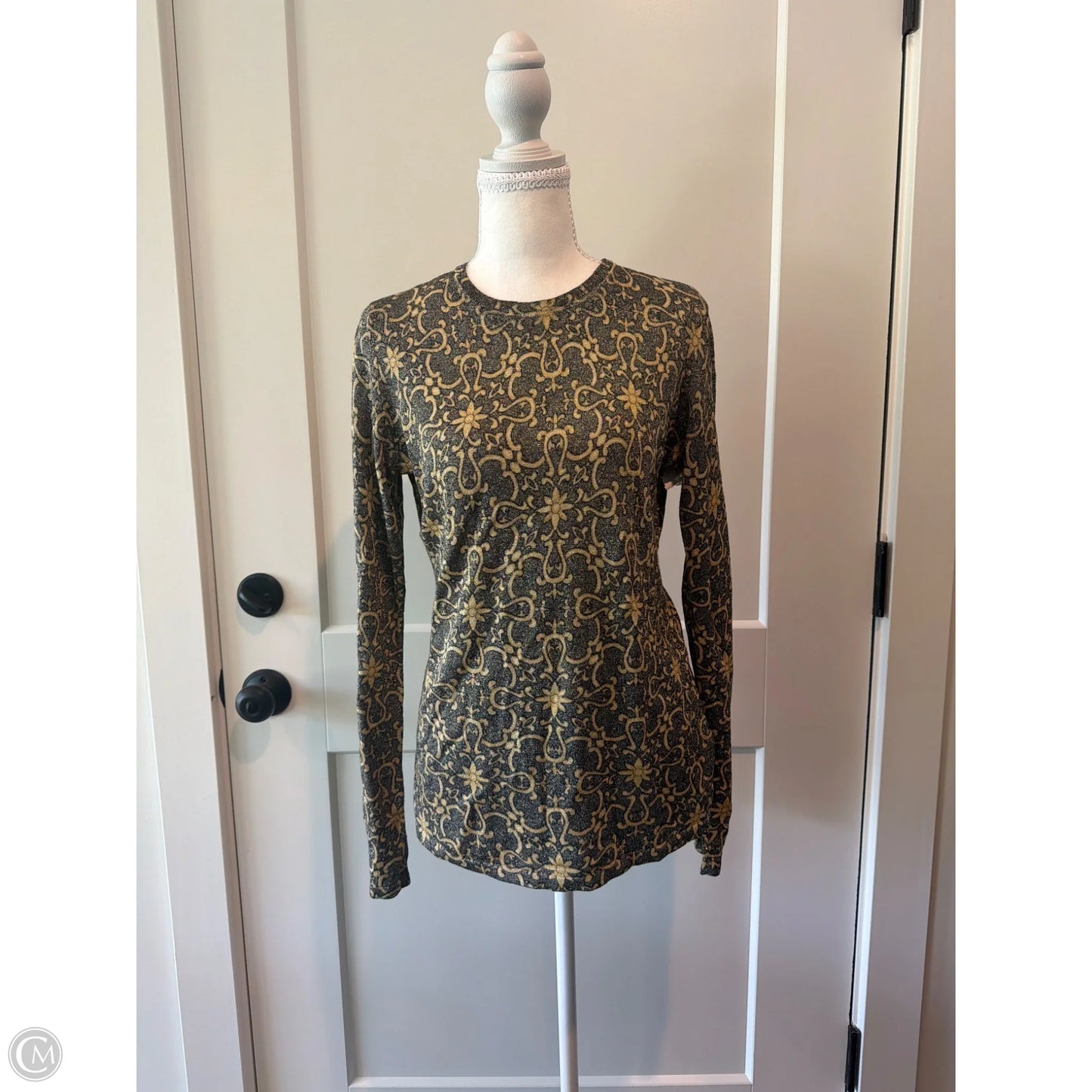 Top Long Sleeve By J Mclaughlin In Black & Yellow, Size: S