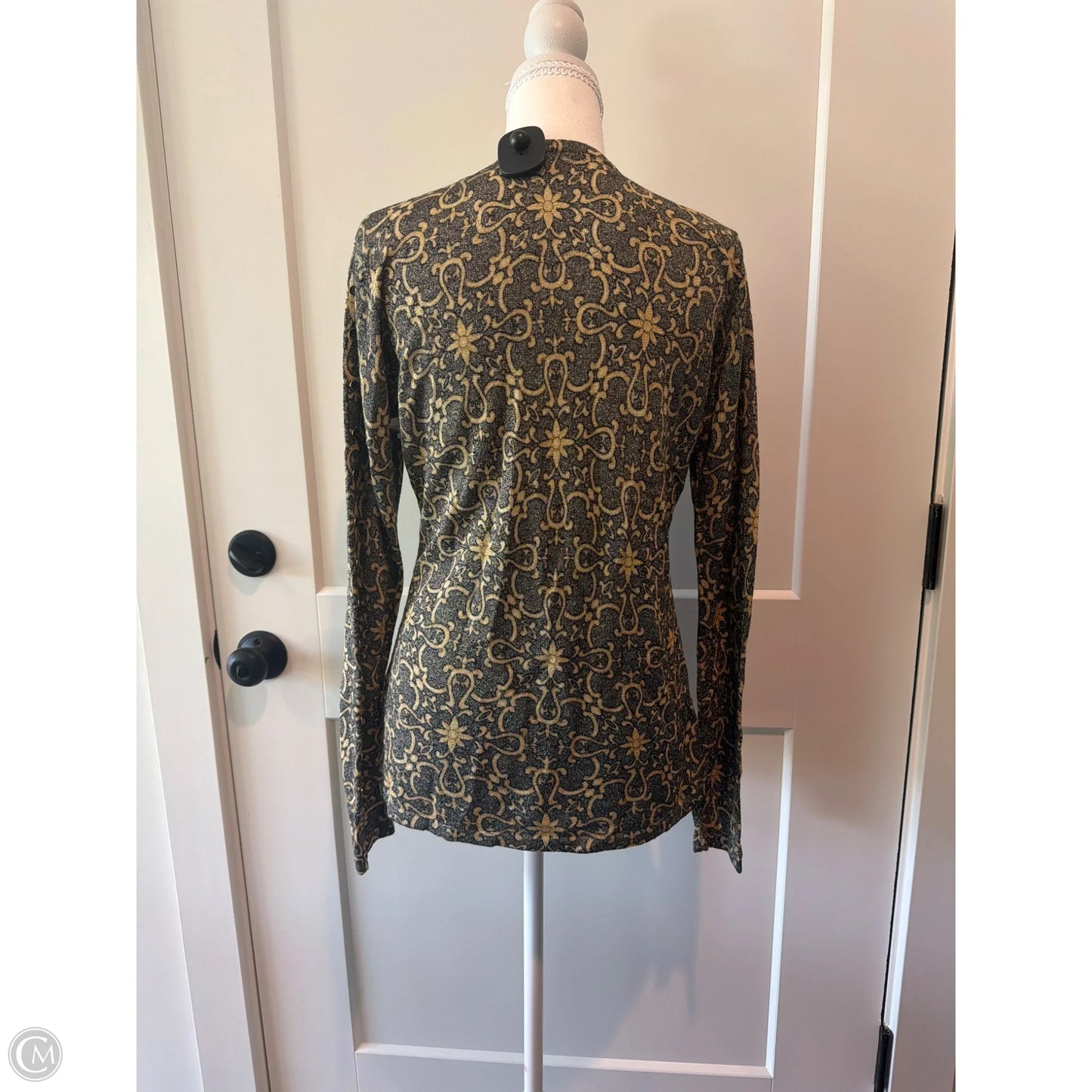 Top Long Sleeve By J Mclaughlin In Black & Yellow, Size: S