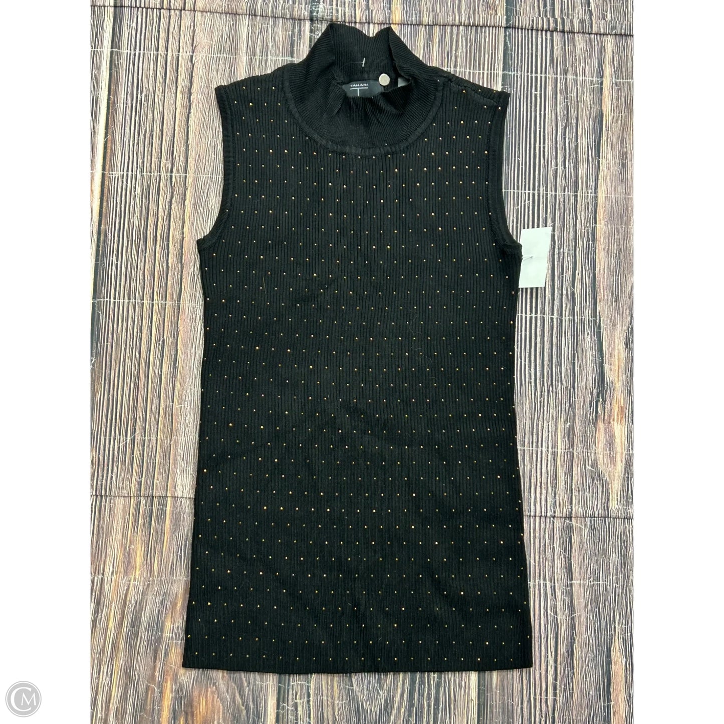 Tank Top By Tahari In Black & Gold, Size: S