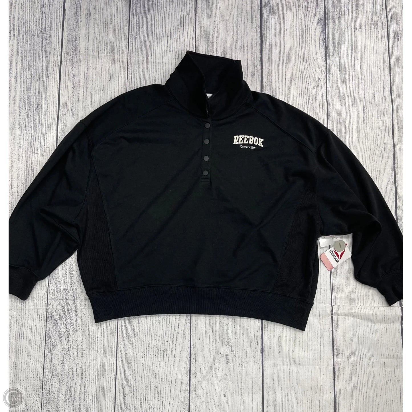Athletic Sweatshirt Collar By Reebok In Black, Size: 1x